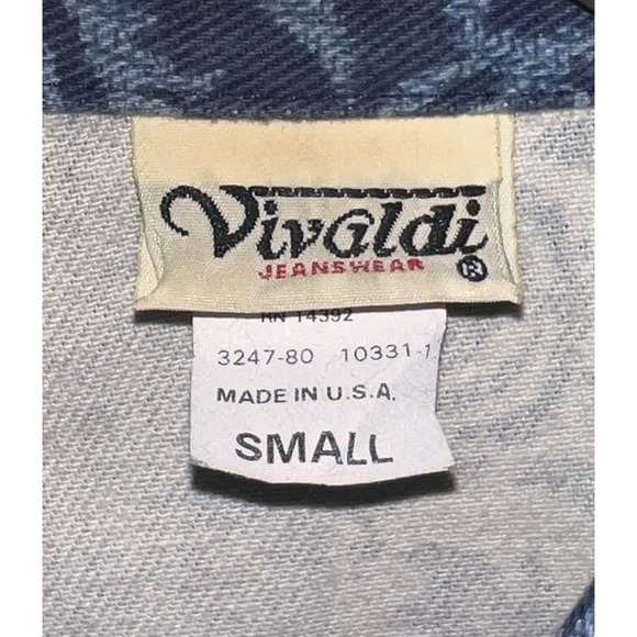 Vintage Vivaldi Jeanswear Blue Denim Jacket Floral Patchwork Small - Picture 3 of 7